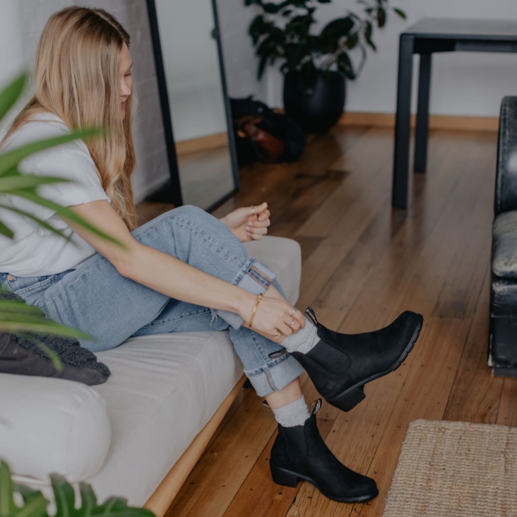 Women's Series Heeled Boots Black Nubuck Fashion Blundstone