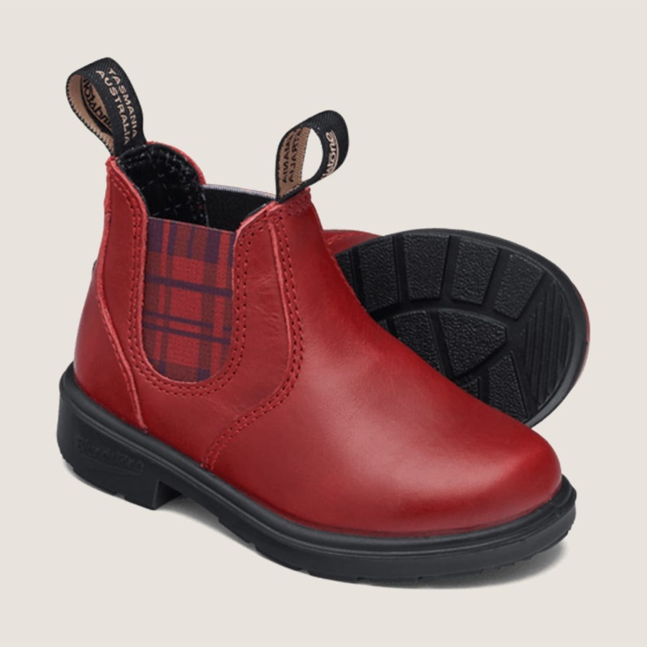 Kids' Series Chelsea Boots Red/Burgundy Tartan Fashion Blundstone