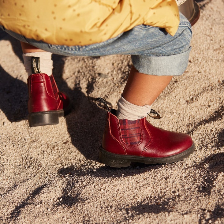 Kids' Series Chelsea Boots Red/Burgundy Tartan Fashion Blundstone