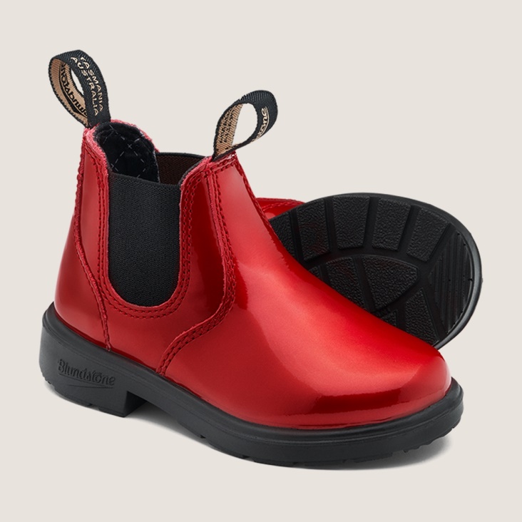 Fashion Blundstone Kids' Series Chelsea Boots Patent Red